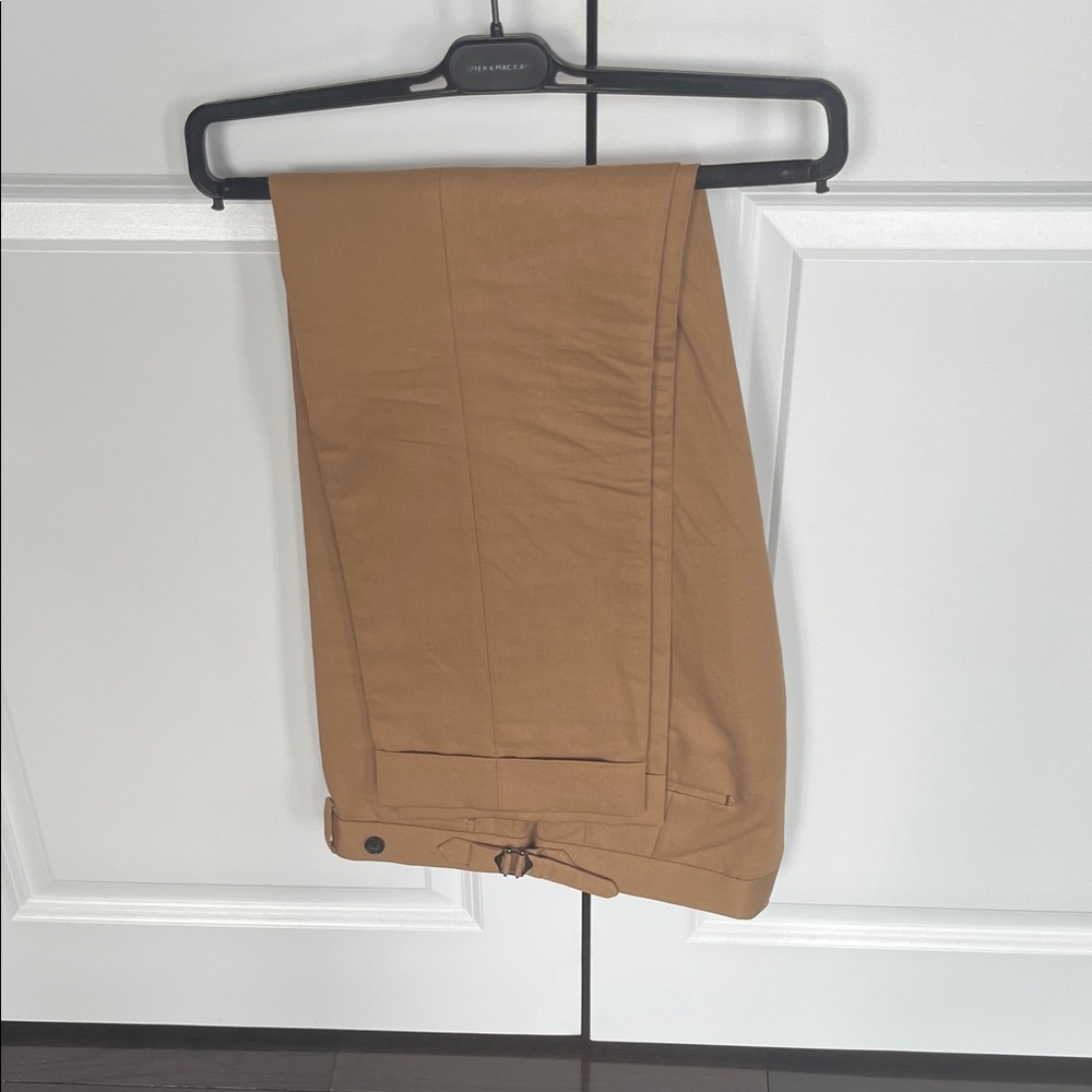 Spier & Mackay Cotton Linen Dress Pants Cuffed Side-tab 34 - Tan
